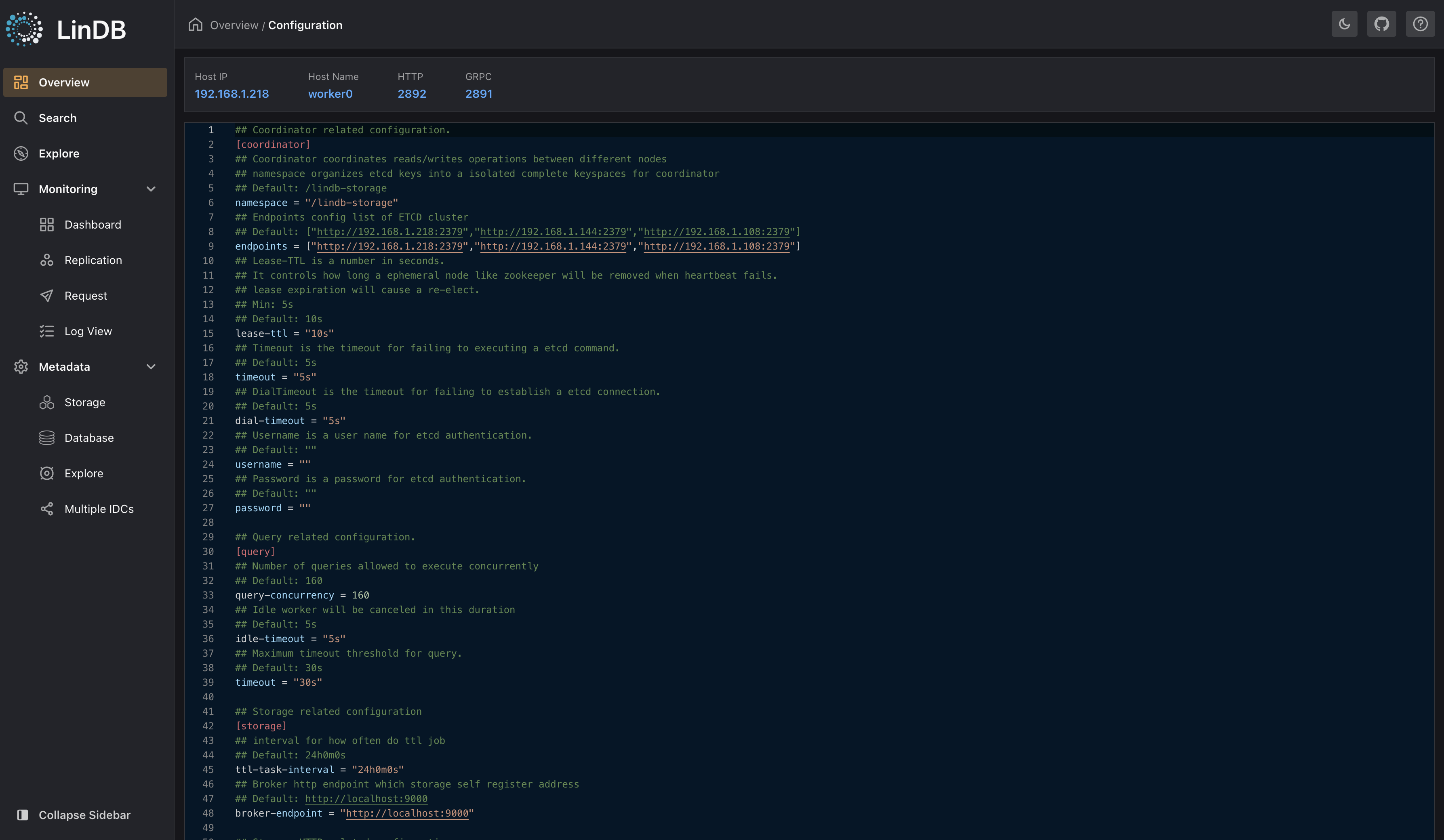 Node configuration